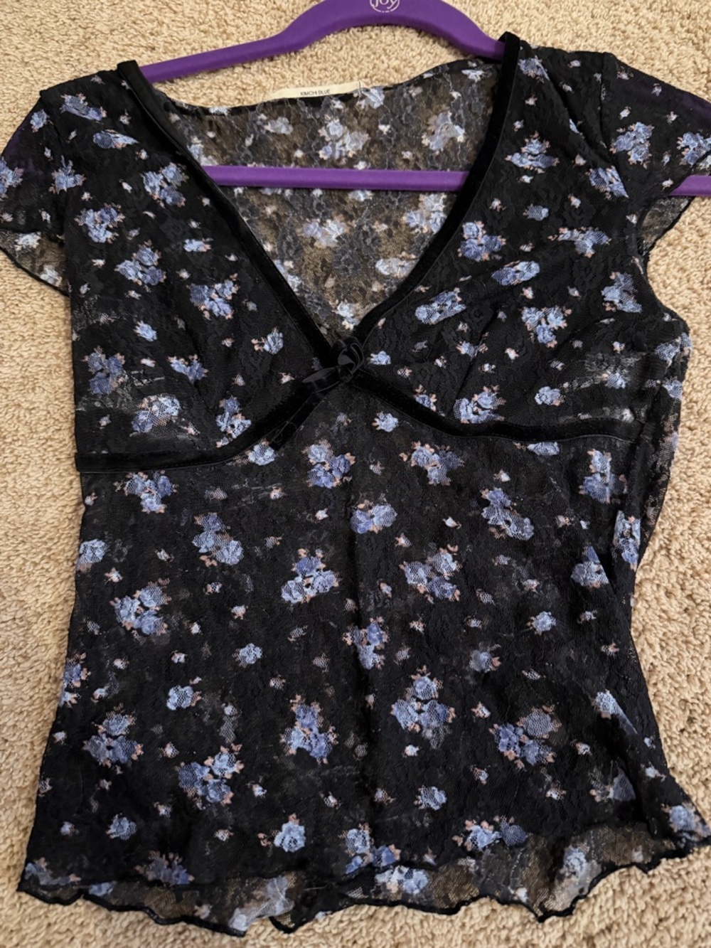 Urban Outfitters Lace Floral Tie-Front Tops — Black/Blue & Cream/Orange - Picture 5 of 7